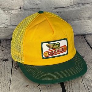 Vintage Dekalb Hat Cap Yellow Mesh Snapback